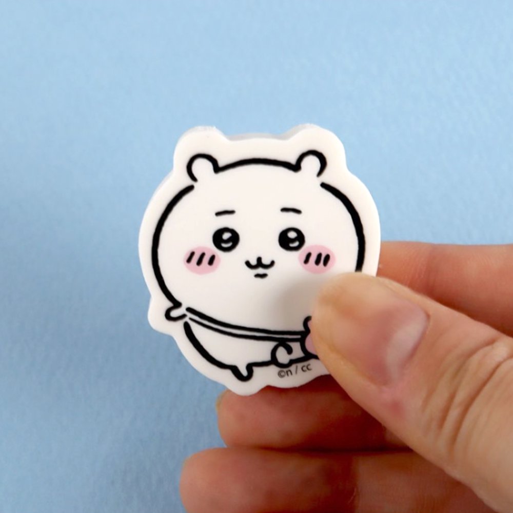 Officially licensed Chiikawa set of three character mini die-cut erasers featuring Chiikawa and Hachiware