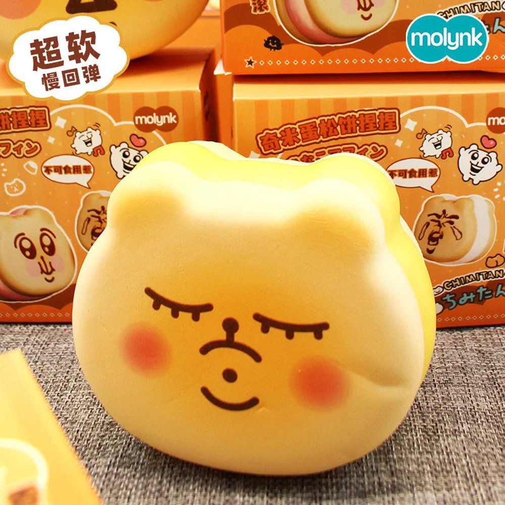 Chimitan Macaron Blind Box Squishy Toys featuring cute bear-shaped macaron squishy toys with funny anime facial expressions, featuring brown buns with colorful filling