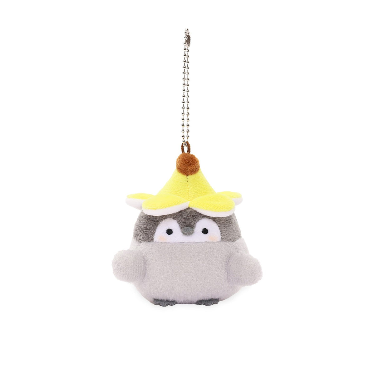 Penguin Plush Keychain: Koupen Chan Penguin Plush Keychain with a yellow banana hat . Official licensed charm