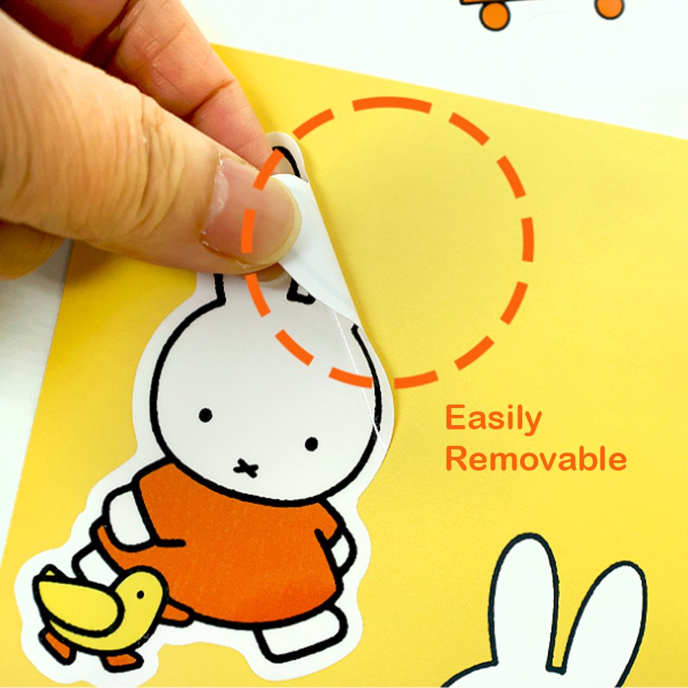 Two packs of officially licensed Miffy removable stickers, each containing 10 pieces. The packaging shows illustrations of Miffy the rabbit and her dog, Snuffy, in classic orange and yellow color schemes.