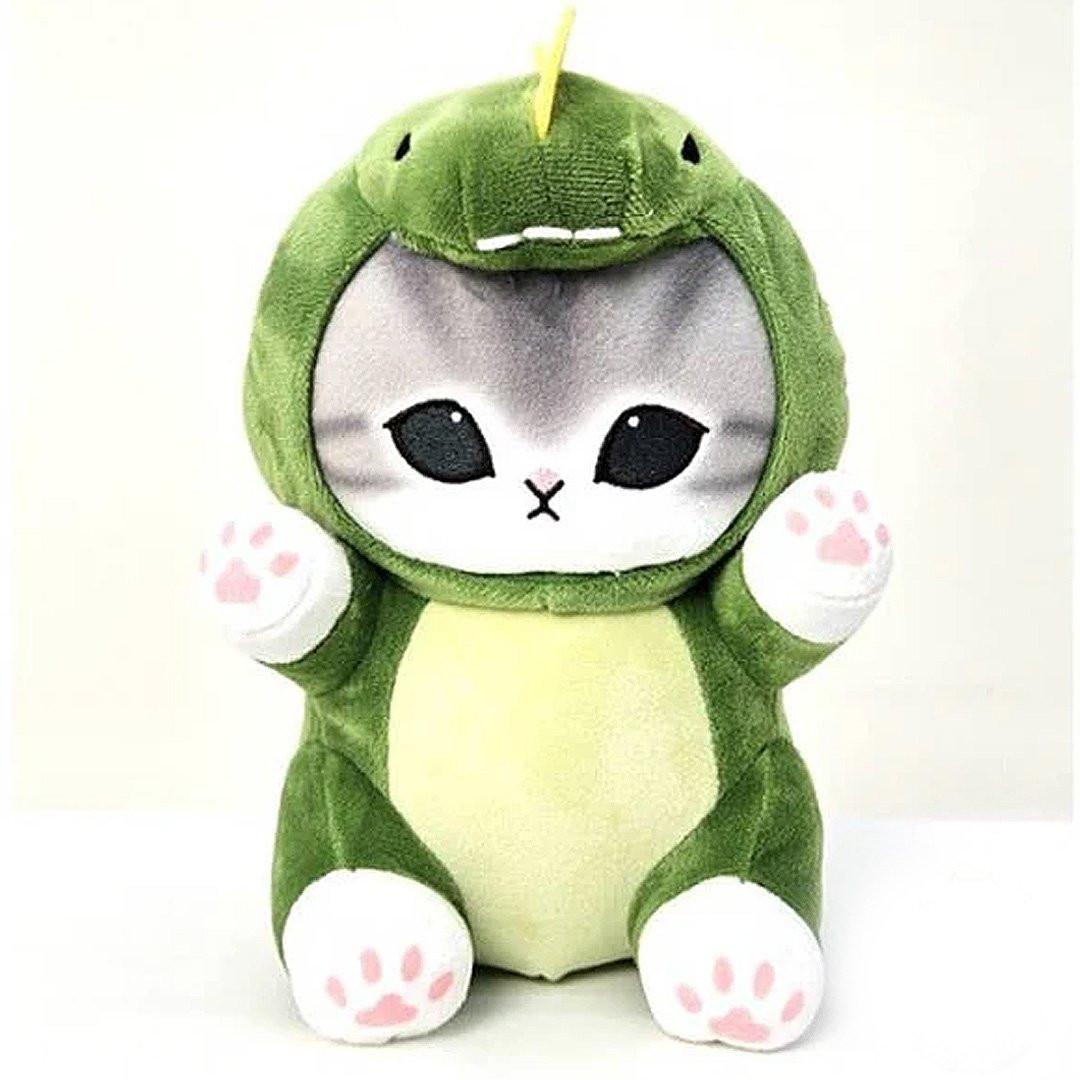 Mofusand cat is dressed in a dinosaur costume Perfect for Mofusand fans, this plush combines playful charm with cozy cuteness. It's a must-have addition for collectors and those who love unique and fun plushies!