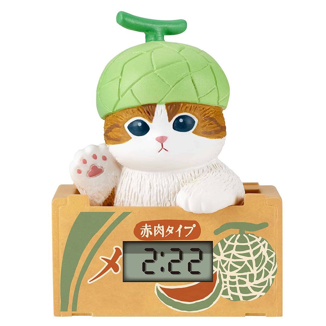 Mofusand clock with a melon design on a white background