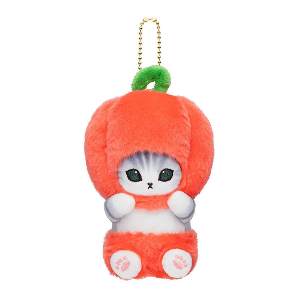 A delightful officially licensed collection of Mofusand vegetable cat plushies featuring kittens dressed in vibrant costumes like eggplant, radish, tomato, pumpkin, broccoli, and cauliflower