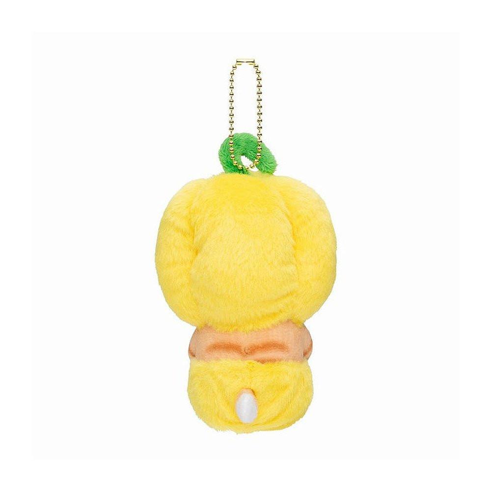 Mofusand Plush keychain shaped like a yellow paprika with a green top on a white background
