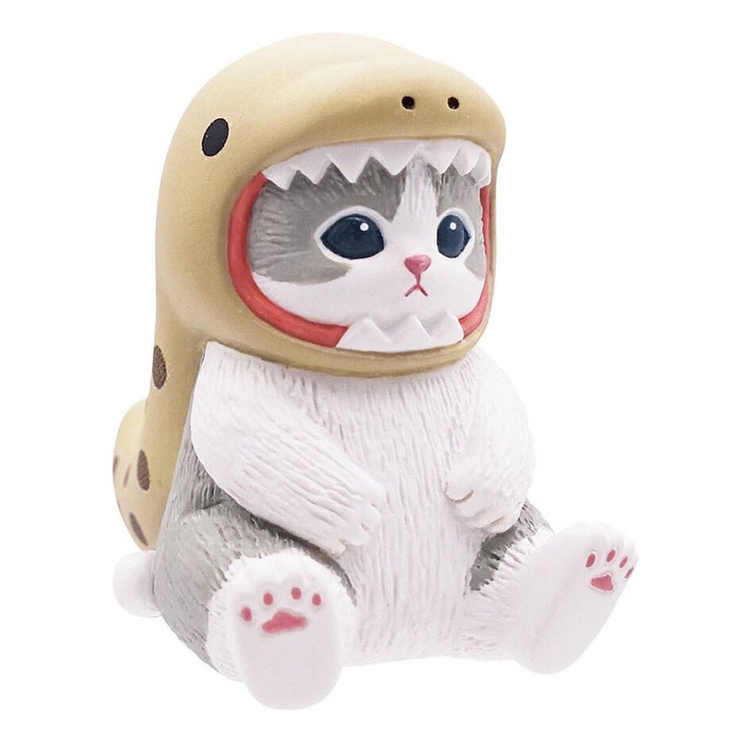 An officially licensed collection of five Mofusand aquatic animal figurines featuring kittens dressed in cute sea creature suits, including an otter, shark, whale shark, penguin, and squid