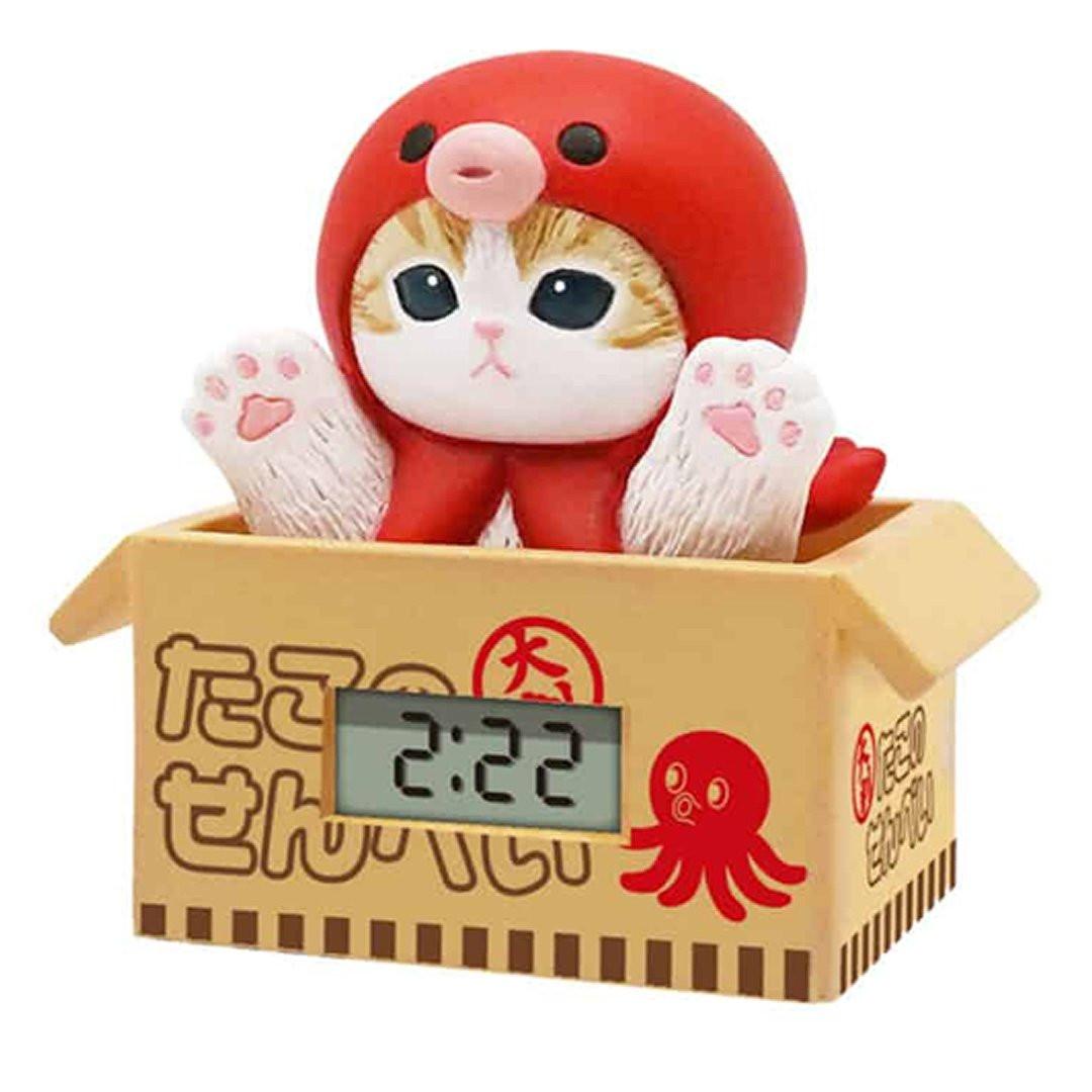 Official mofusand licensed digital clocks, a collectible blind box series of cute cat figures in Octopus themed costumes, ideal for kawaii desk decor
