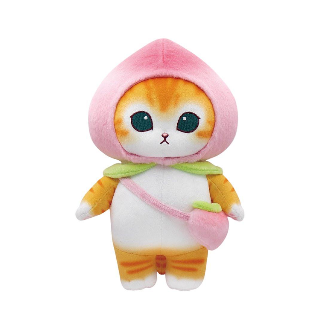 Official Licensed, Mofusand cat is dressed in a peach costume Perfect for Mofusand fans, These charming cats feature oversized sparkling eyes, sweet embroidered faces, and the most delightful fruit-themed hat with fruits crossbody bag. It's perfect for collection, decoration or gift !