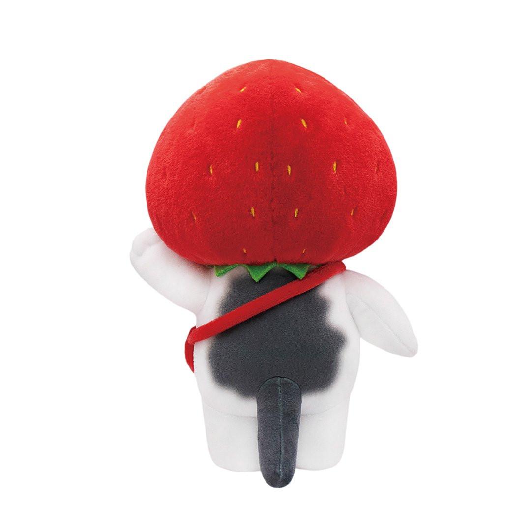 Official Licensed, Mofusand cat is dressed in a Strawberry costume Perfect for Mofusand fans, These charming cats feature oversized sparkling eyes, sweet embroidered faces, and the most delightful fruit-themed hat with fruits crossbody bag. It's perfect for collection, decoration or gift !