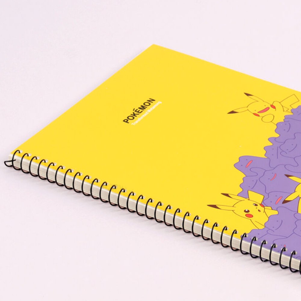 A set of four officially licensed Pokemon spiral notebooks featuring Ditto and Pikachu, with Ditto's transformation into Pikachu.