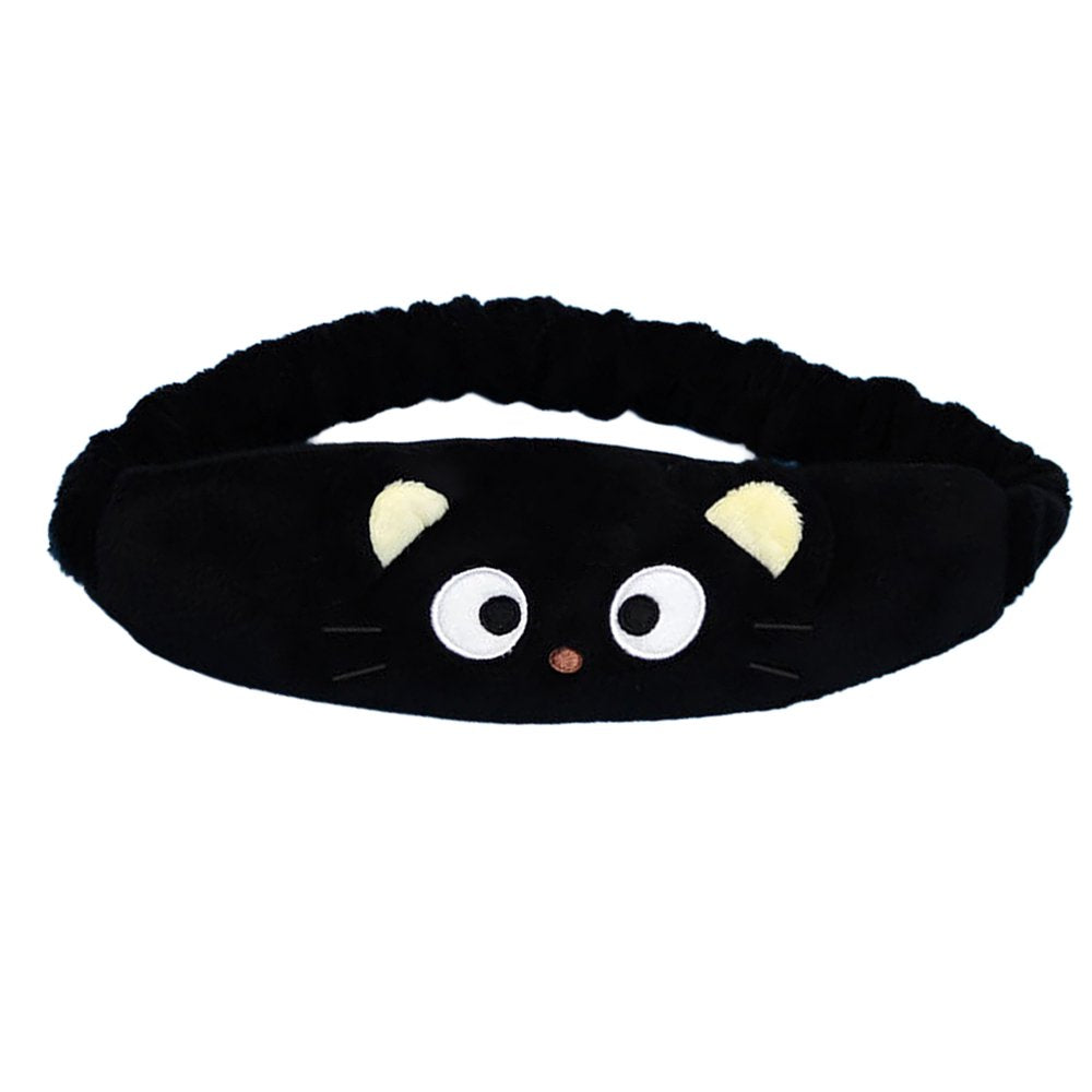 Officially licensed Sanrio Chococat black plush cleansing spa headband with 3D ears and embroidered face