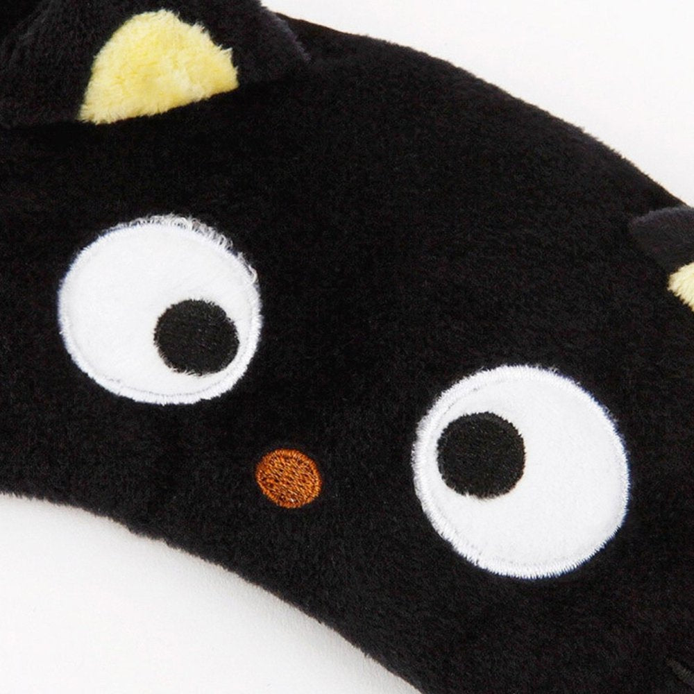 Officially licensed Sanrio Chococat black plush sleep mask with 3D ears and embroidered face