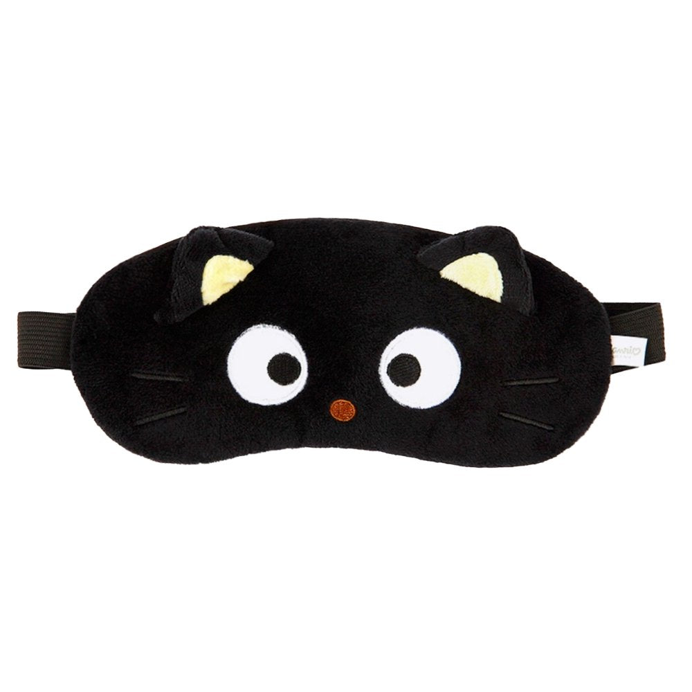Officially licensed Sanrio Chococat black plush sleep mask with 3D ears and embroidered face