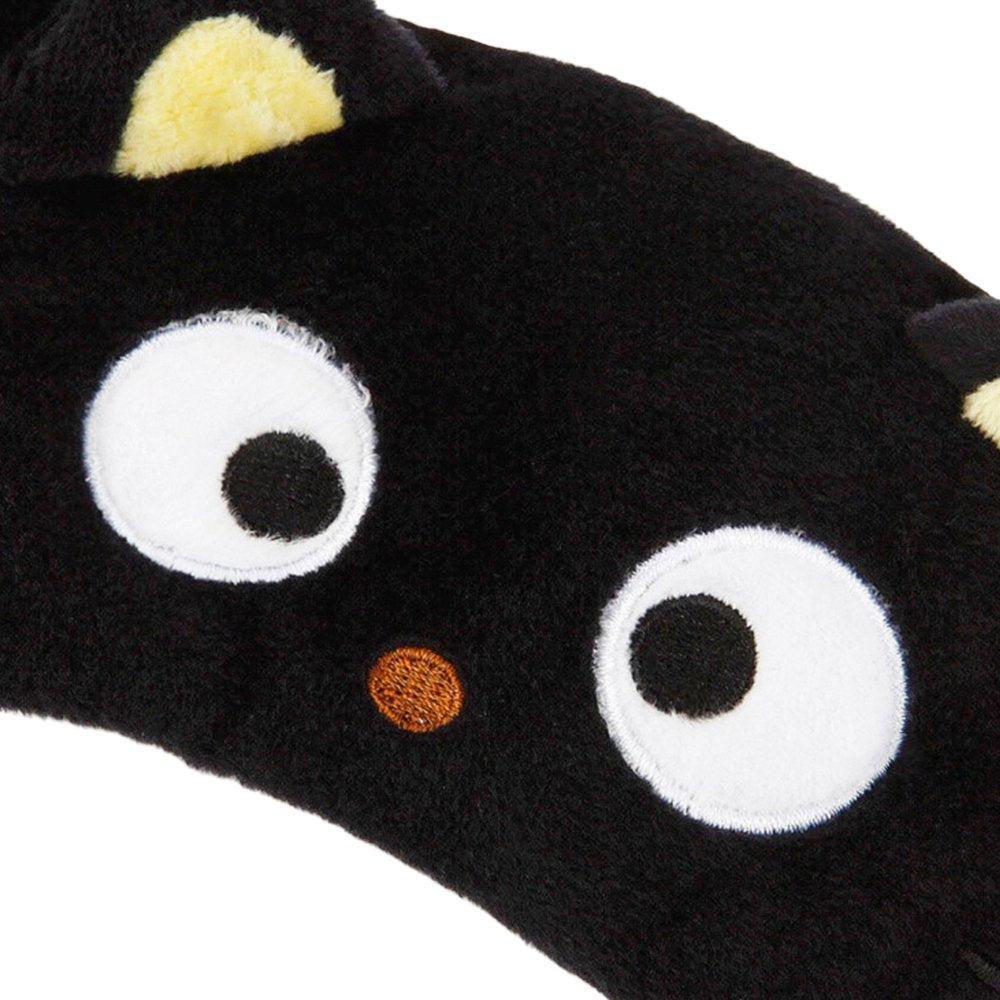 Officially licensed Sanrio Chococat black plush sleep mask with 3D ears and embroidered face