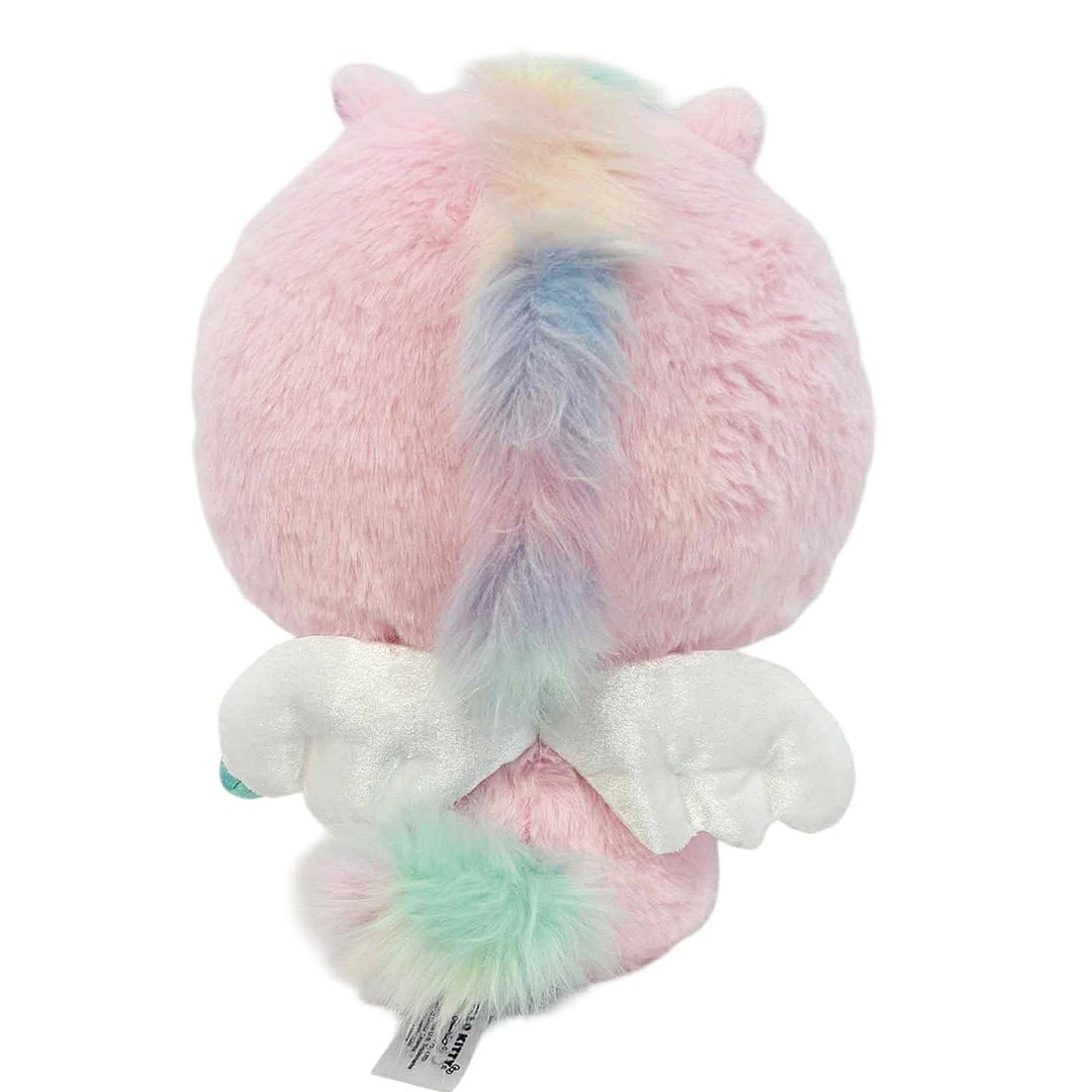 Sanrio officially licensed Hello Kitty is transformed into a sparkling Pegasus wearing a super soft, fluffy pink costume. Features shimmering pastel colors, glittery wings, and a gorgeous rainbow tail, making it a must-have fantasy friend. Perfect for gifting, collecting, or adding a vibrant pop of color to any room!