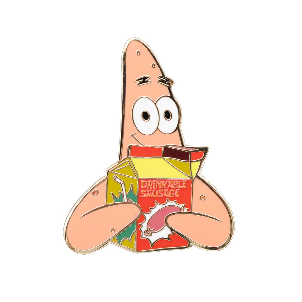 An officially licensed collection of six SpongeBob SquarePants mystery grocery items themed bag charms, such as kelp cereal box, drinkable sausage in a milk box, and seanut brittle in a can