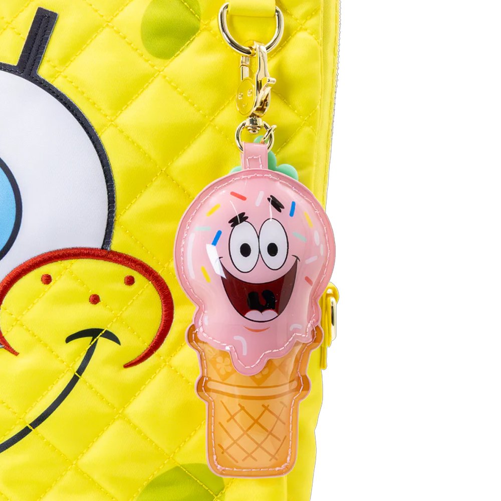 An officially licensed collection of six SpongeBob SquarePants characters reimagined as melting ice cream cone scented bag charm keychains in various pastel colors