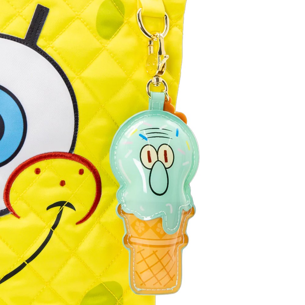 An officially licensed collection of six SpongeBob SquarePants characters reimagined as melting ice cream cone scented bag charm keychains in various pastel colors