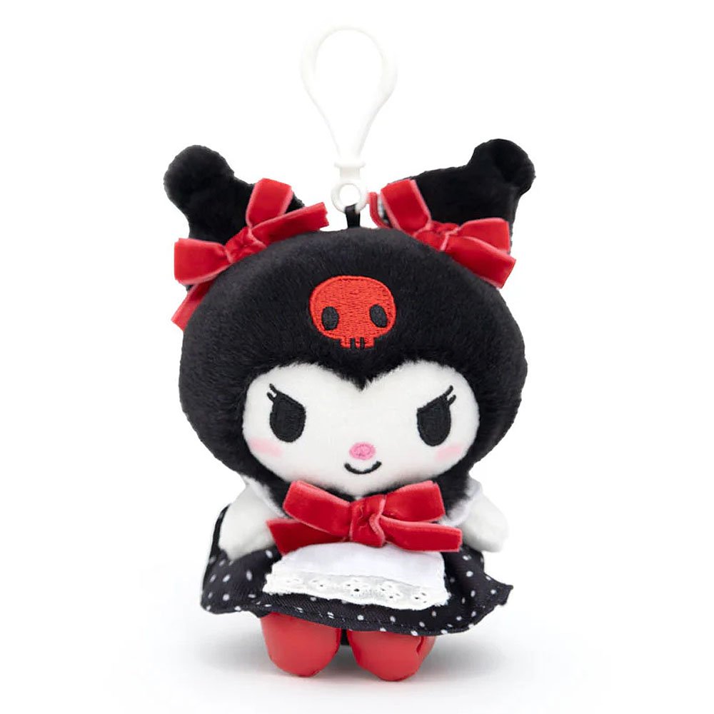 Sanrio Kuromi Retro Red Polka Dot Dress Plush Mascot Clip-On