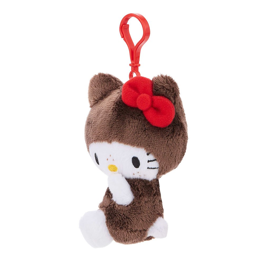 Hello Kitty x Monchhichi Clip-On Plush Keychain : Hello Kitty Dressed as Monchhichi