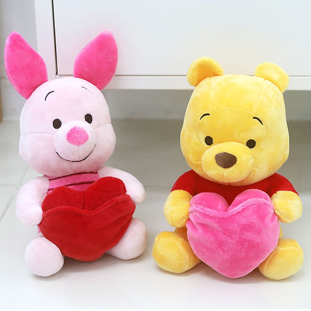 Disney Winnie the Pooh & Piglet Heart 10" Plush