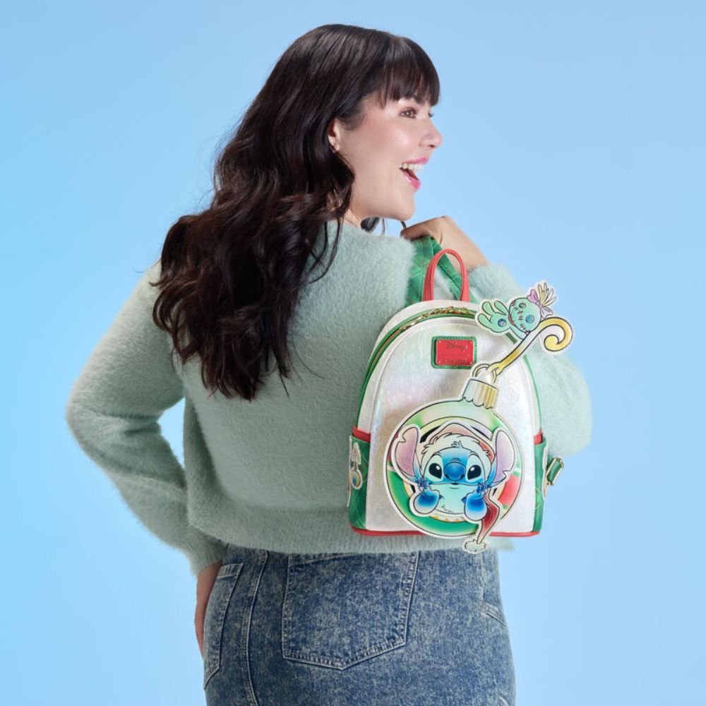 Loungefly x Stitch & Scrump Iridescent Holiday Ornament Mini Backpack