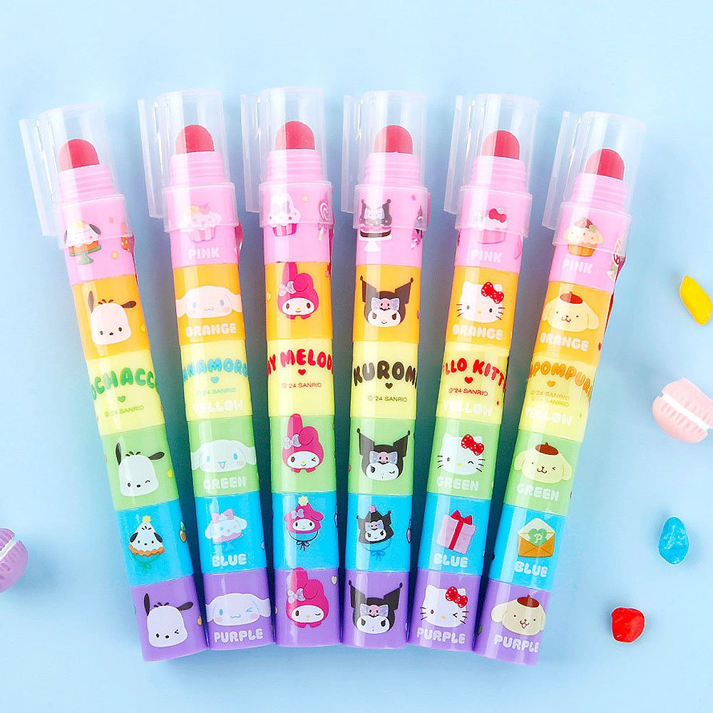 Sanrio Block Crayon 6-Color Highlighter