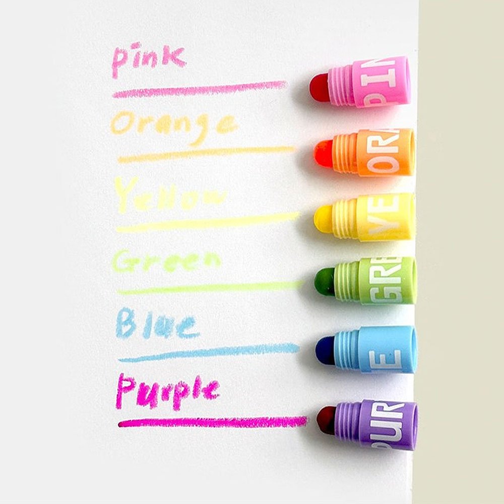 Block Crayon 6-Color Highlighter