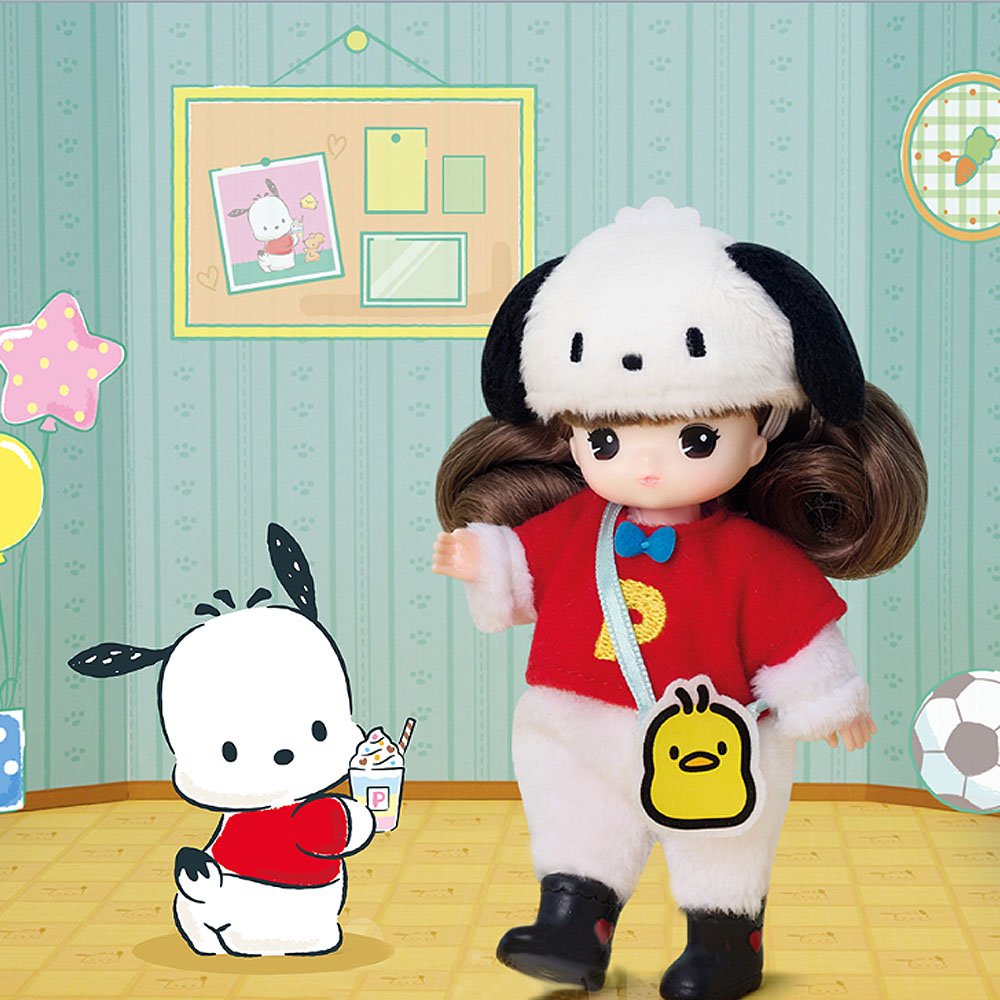 Cute Little Mimi doll in Sanrio Pochacco character-themed costume