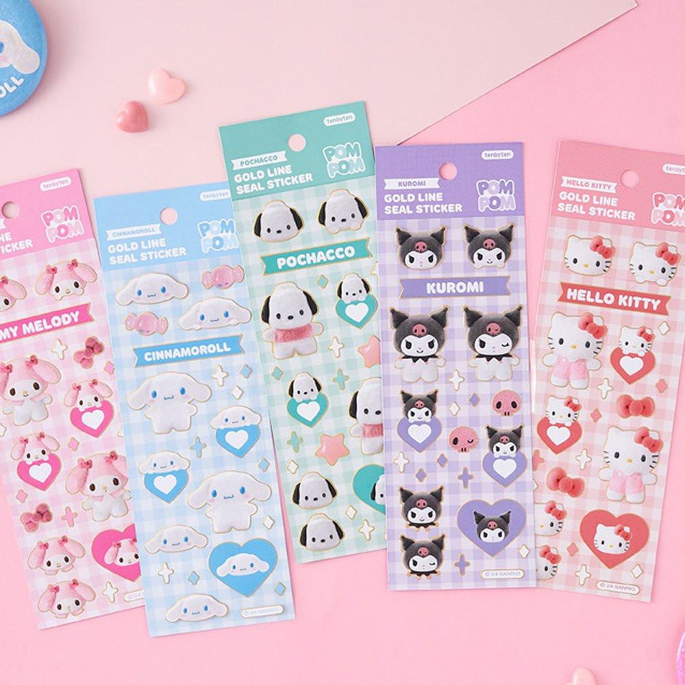 Sanrio Characters Gold Bolder Sticker :Pompom