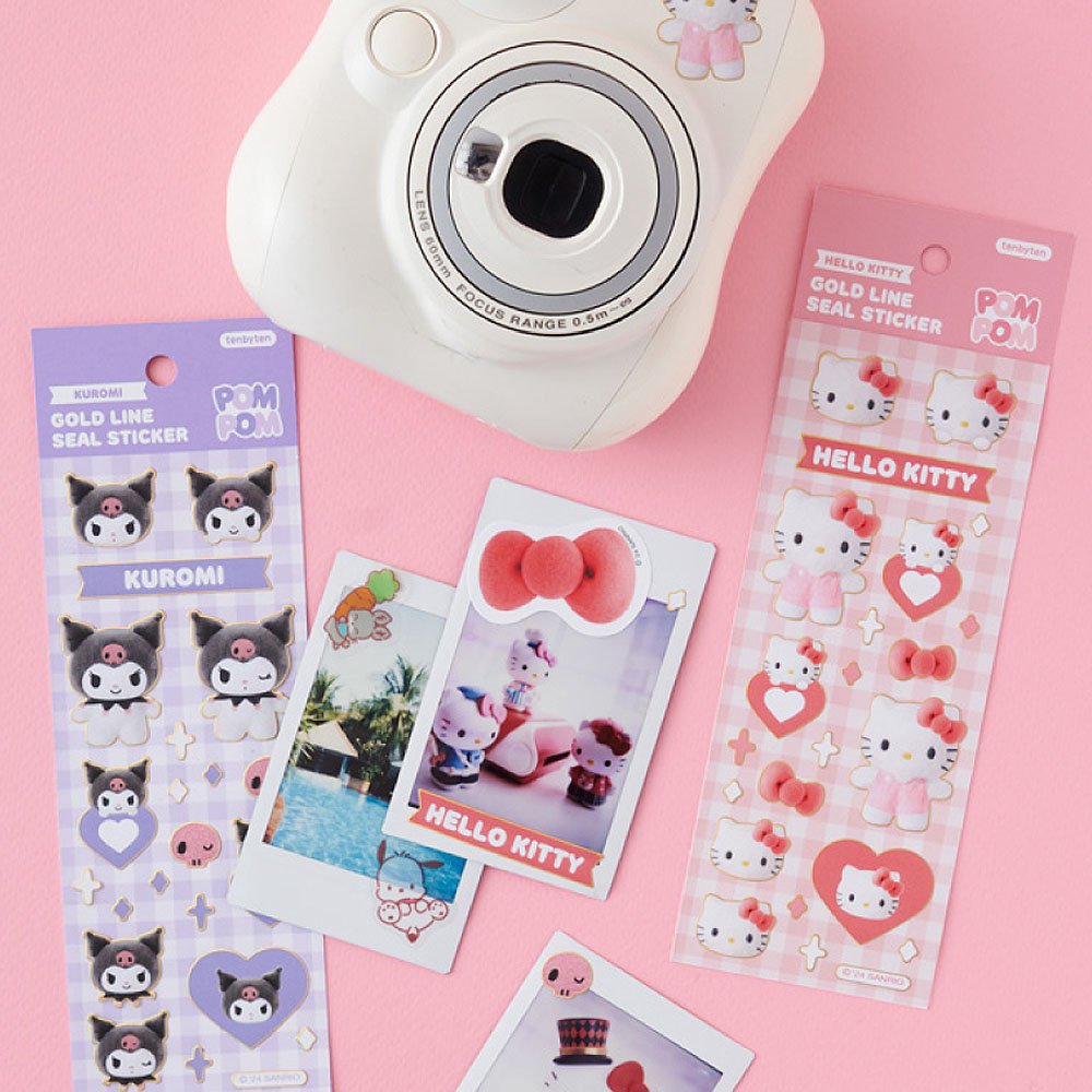 Sanrio Characters Gold Bolder Sticker :Pompom