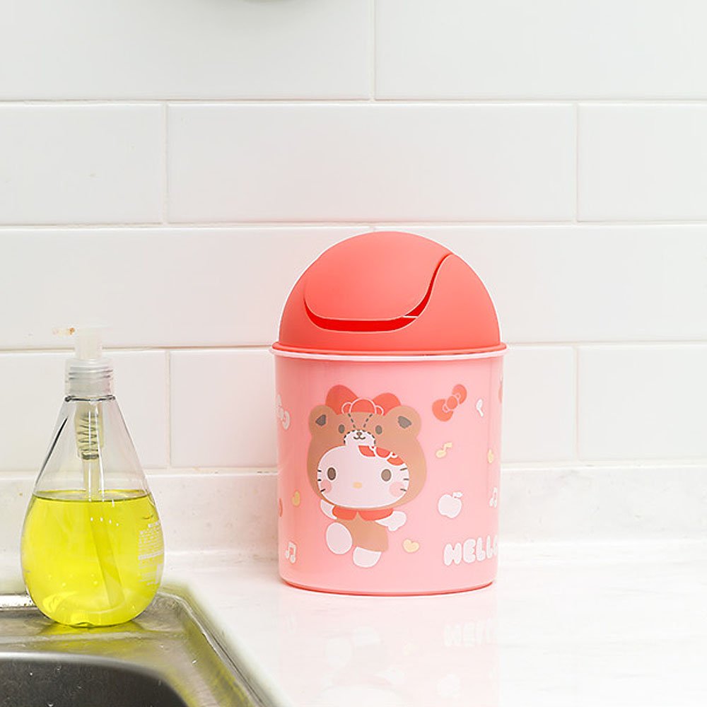 Sanrio Hello Kitty Desk Trash Bin w/ Swing Lid