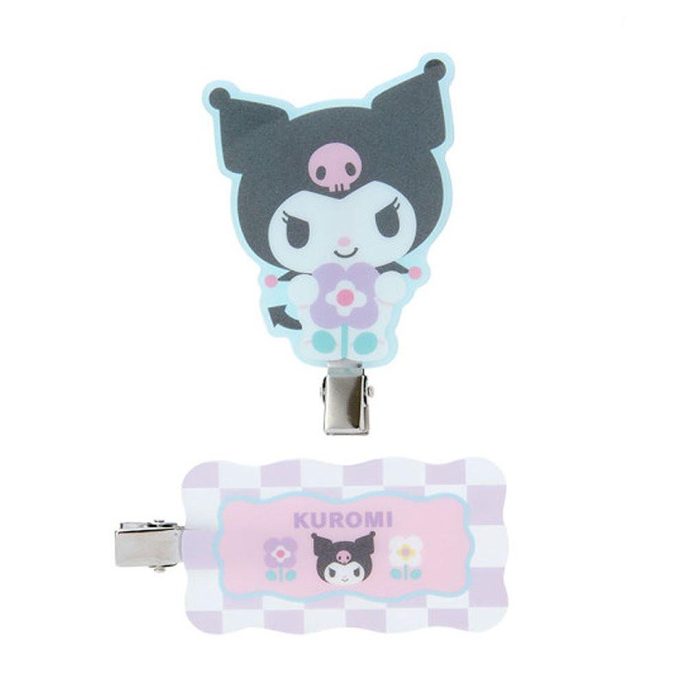 Kuromi Hair Clip Set :Pastel Check