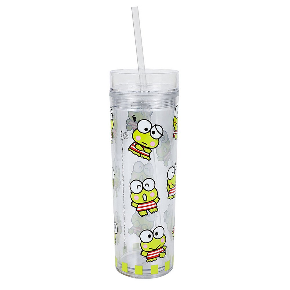 Sanrio Keroppi Slim Tumbler with Lid and Straw
