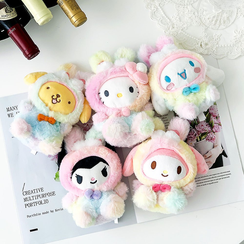 Sanrio Hello Kitty Rainbow Clip-On Plush