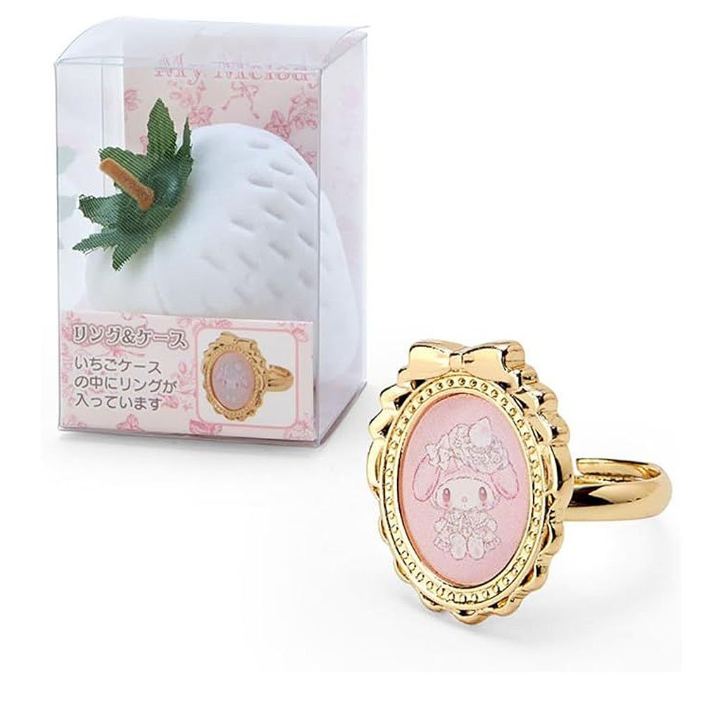 My Melody Ring In Case :White Strawberry