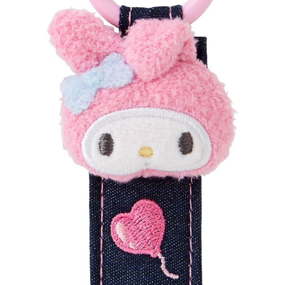 Sanrio My Melody Logo Denim Plush Keychain