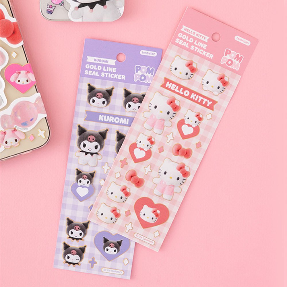 Sanrio Characters Gold Bolder Sticker :Pompom