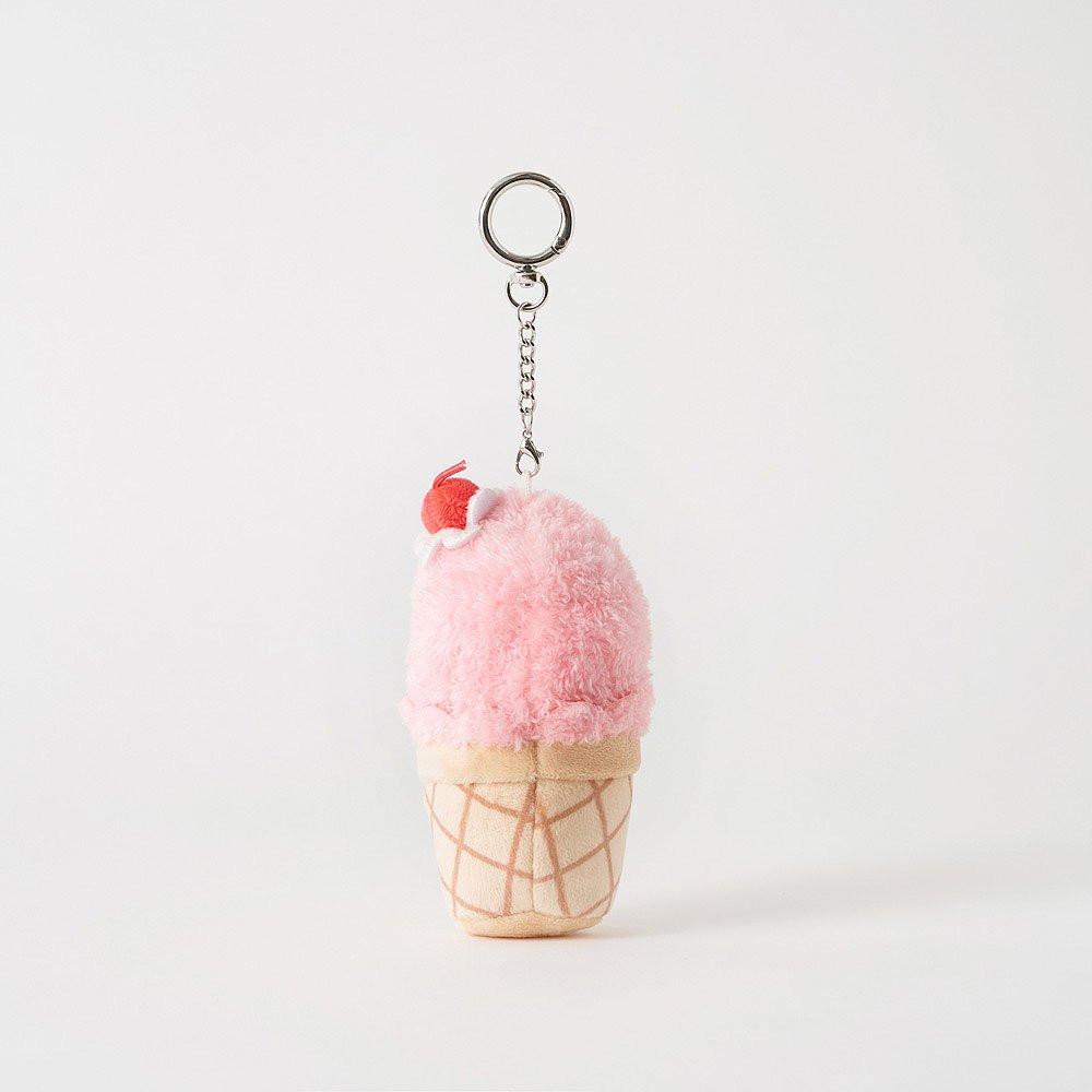Peanuts Snoopy Strawberry Ice Cream Cone Plush Keychain