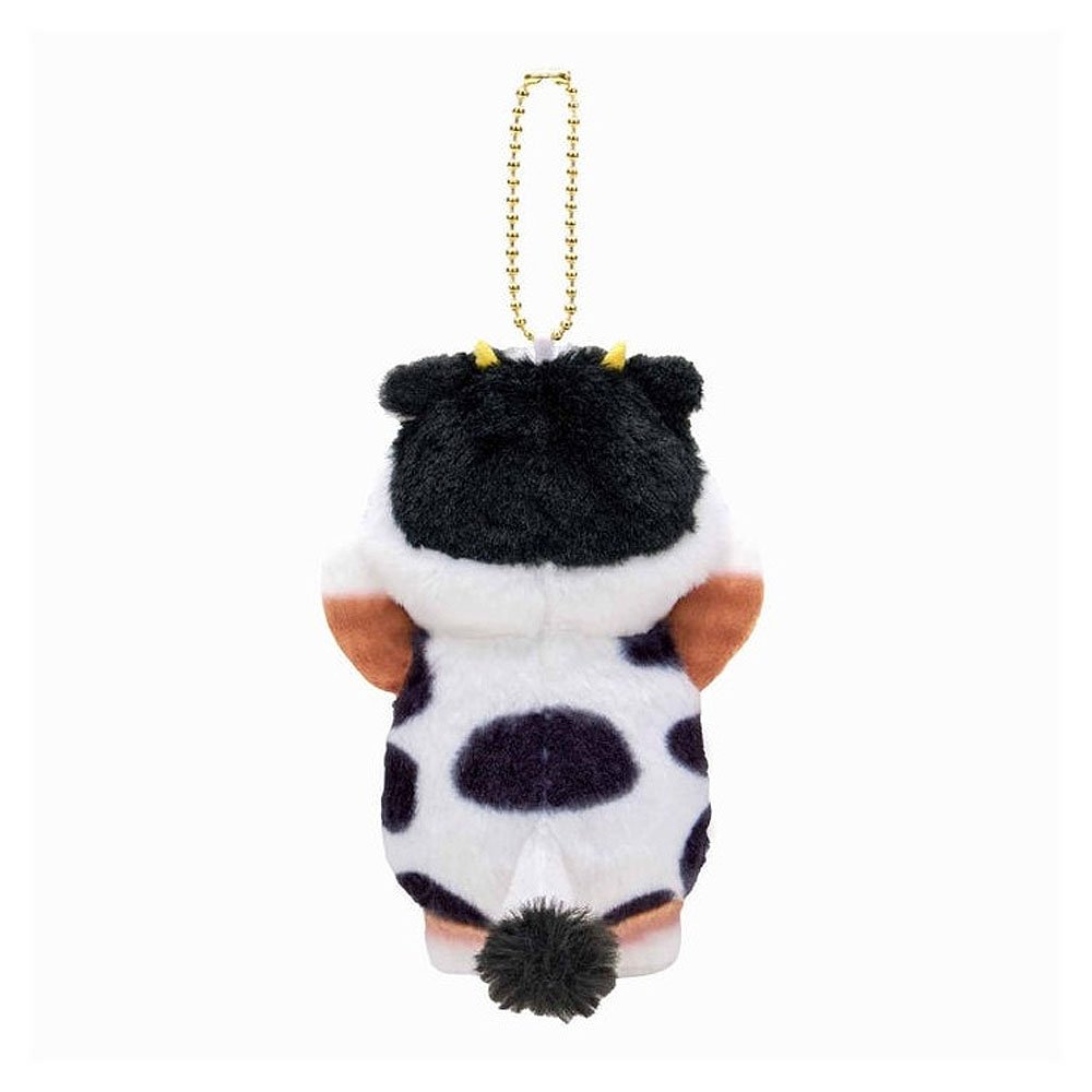 Cute Mofusand cat plush wearing cow costume