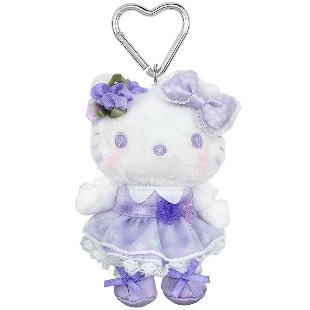 Sanrio Hello Kitty Purple Plush Mascot Keychain: 50th Anniv. Floral