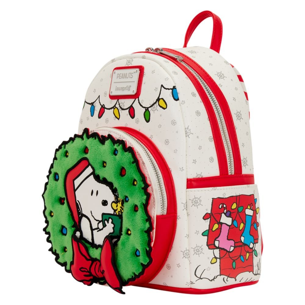 Loungefly x Peanuts Snoopy & Woodstock Holiday Plush Wreath Mini Backpack