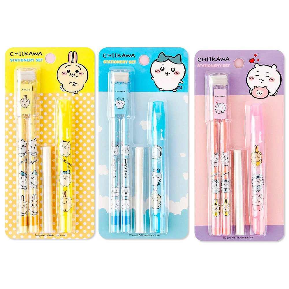 Chiikawa and Friends Cartridge Pencil and Eraser Stationery Set