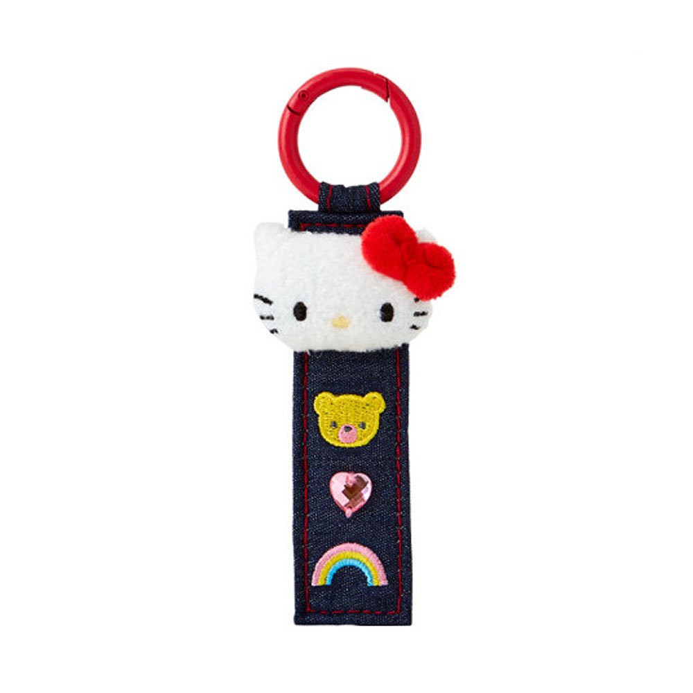 Sanrio Hello Kitty Logo Denim Plush Keychain