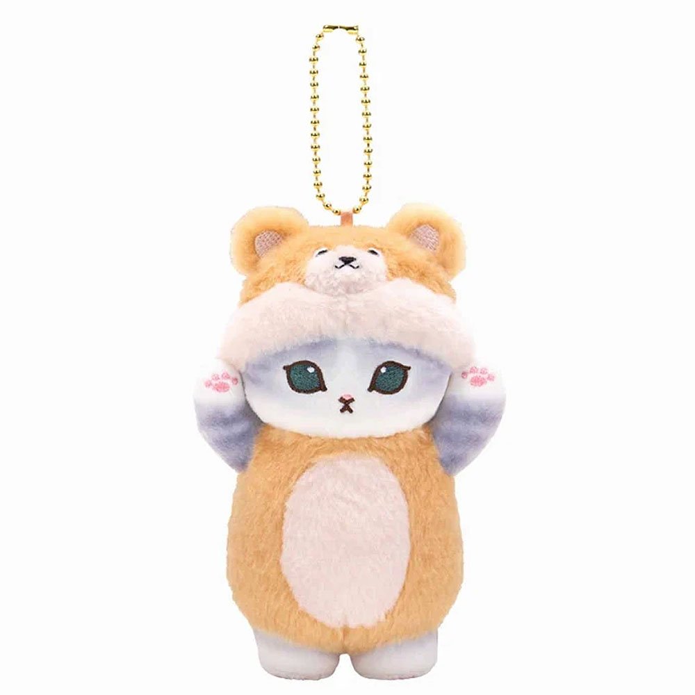 Cute Mofusand cat plush wearing bear costume