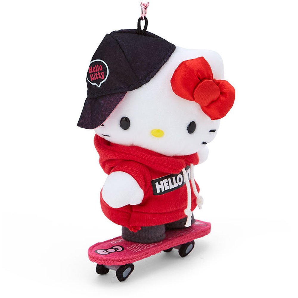 Hello Kitty Skateboard Plush Mascot Keychain
