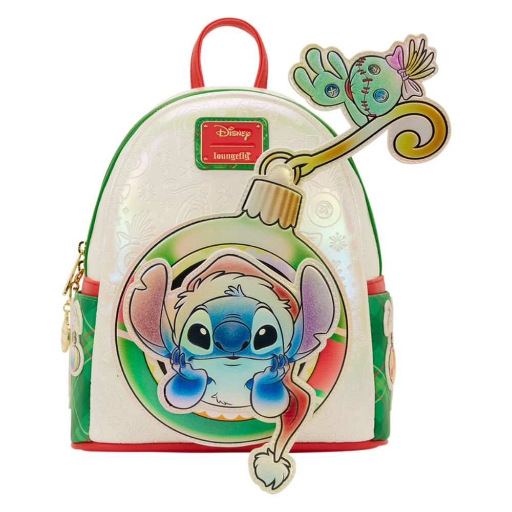 Loungefly x Stitch & Scrump Iridescent Holiday Ornament Mini Backpack