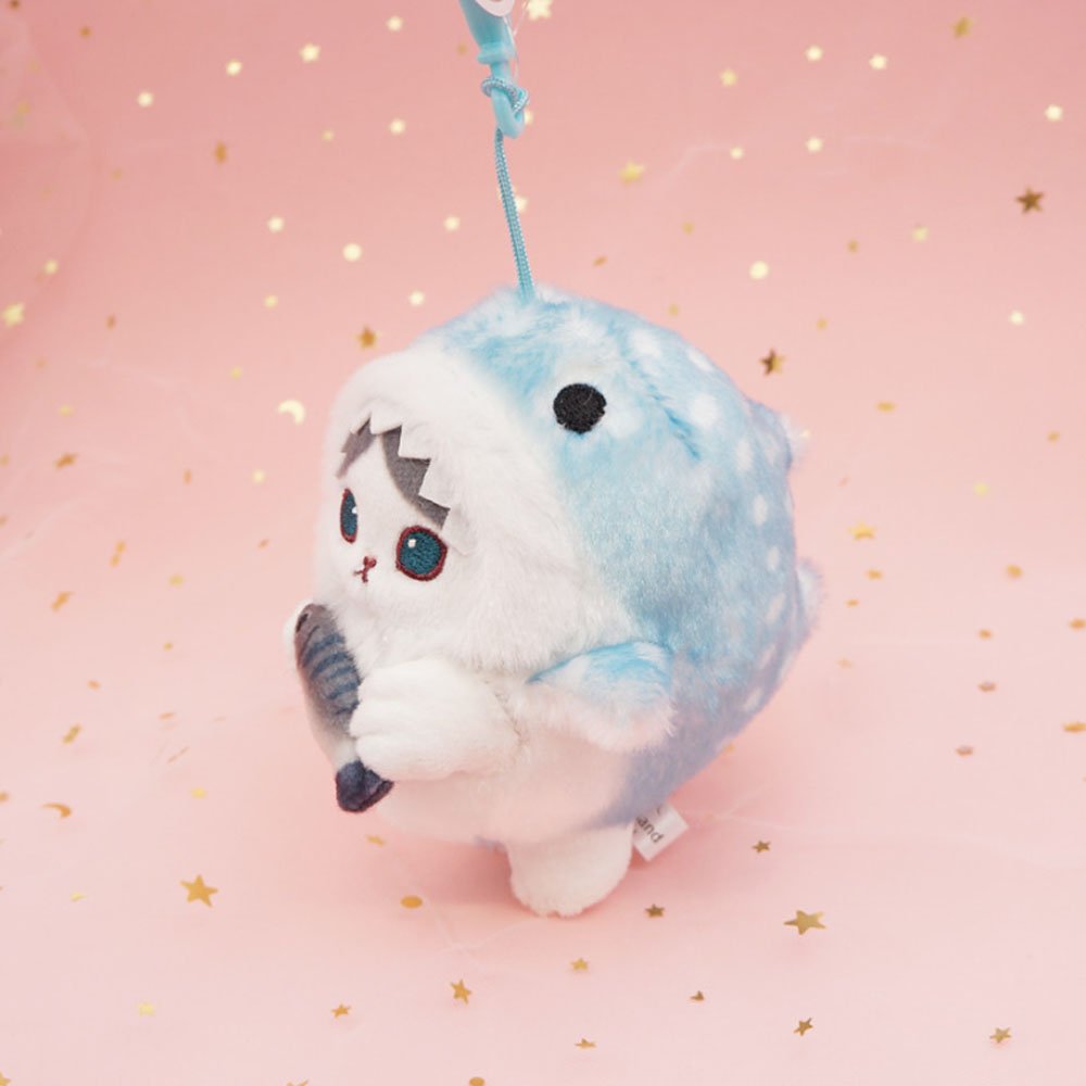 Mofusand Shark Meow Clip-On 6" Plush Mascot :Blue Cat