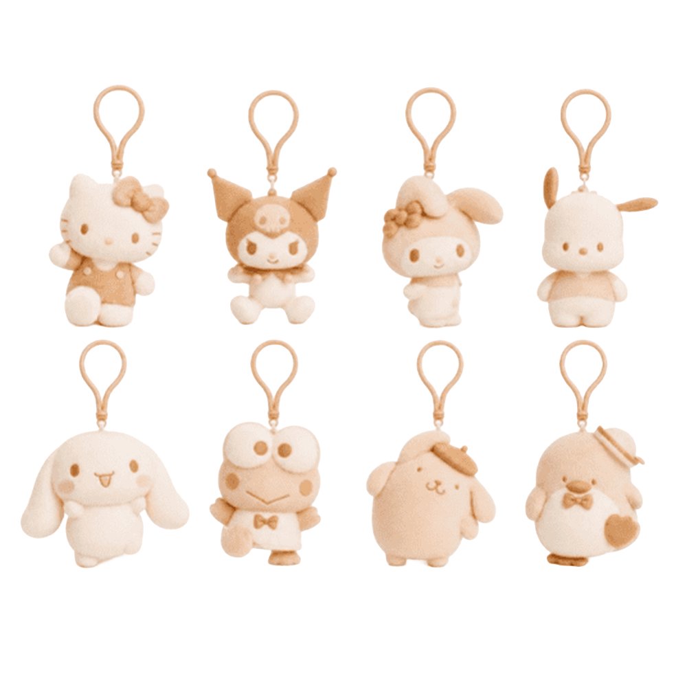 Sanrio Characters Chocolate Milk Flocked Clip-on Keychain Blind Box