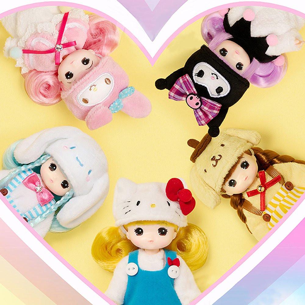 Little Mimi collectible dolls in Sanrio character costumes with colorful accessories