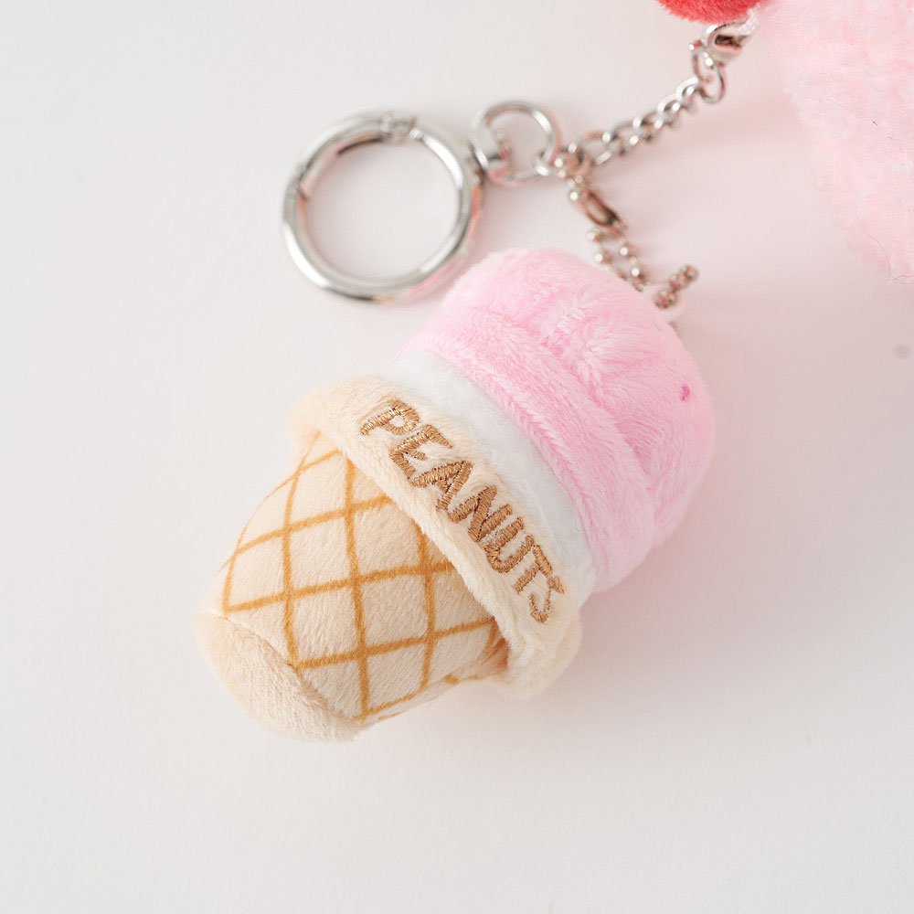 Peanuts Snoopy Strawberry Ice Cream Plush Keychain